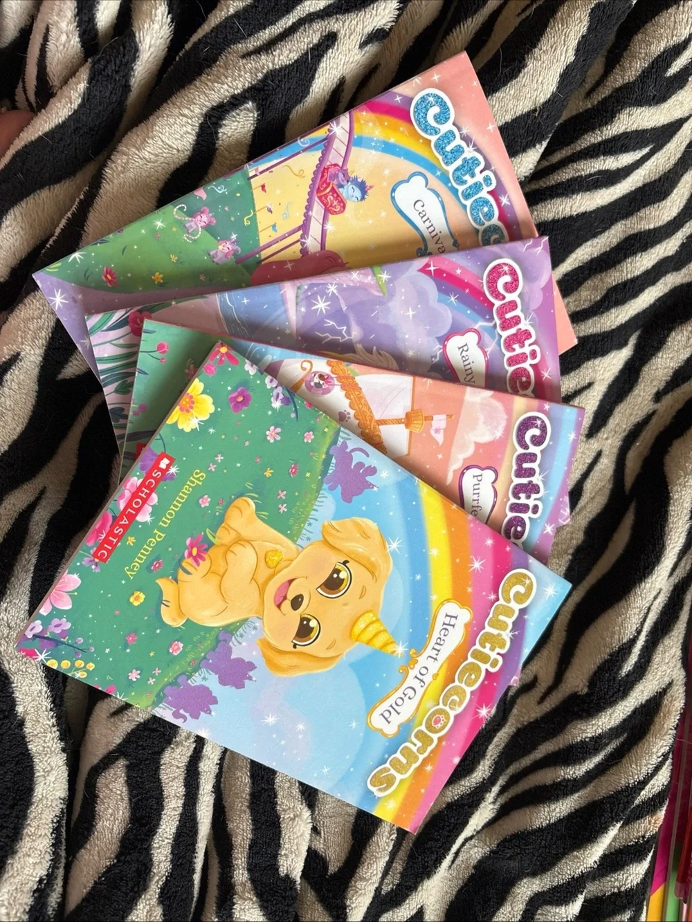 Scholastic Cutiees Kids Books - Pink, Purple, Green, Yellow, Blue